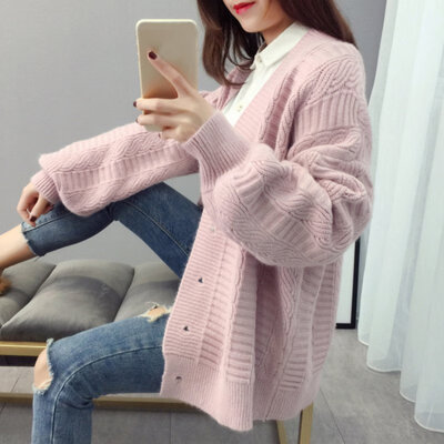 Sweater Jacket Female Korean Version Of The Loose Simple Fashion Long Section Cardigan Was Thin V-Neck Single-Breasted
Sweater Jacket Female Korean Version Of The Loose Simple Fashion Long Section Cardigan Was Thin V-Neck Single-Breasted