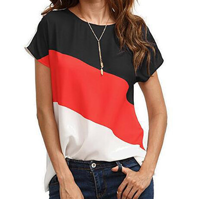 Fashion Women Round Collar Summer Color Matching Loose Short Sleeve Casual Simple Wild T-Shirt
Fashion Women Round Collar Summer Color Matching Loose Short Sleeve Casual Simple Wild T-Shirt