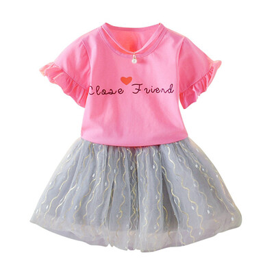Kids Girls Casual Short Sleeve Costume Set Summer Letter Print T-shirtMesh Skirts Suits 2Pcs Princess Dress
Kids Girls Casual Short Sleeve Costume Set Summer Letter Print T-shirtMesh Skirts Suits 2Pcs Princess Dress