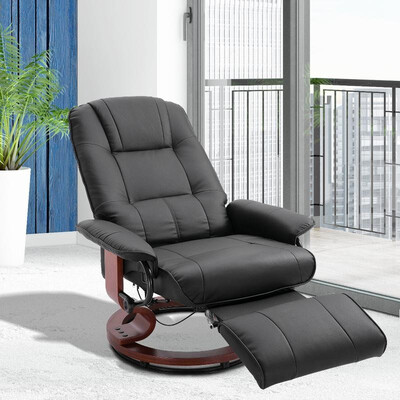 Faux Leather Adjustable Manual Traditional Swivel Base Recliner Chair with Footrest - Black
Faux Leather Adjustable Manual Traditional Swivel Base Recliner Chair with Footrest - Black