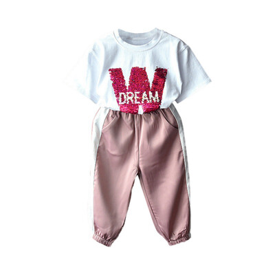 Fashion Cute Toddler Girl T-shirt Pants Girls Casual Sequin Letter Pattern Short Sleeve Tops T-shirtPants Suits Costume Set
Fashion Cute Toddler Girl T-shirt Pants Girls Casual Sequin Letter Pattern Short Sleeve Tops T-shirtPants Suits Costume Set