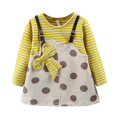 Polka Dot Print Girls Dress Autumn Kids Sundress With Bowknot Casual Baby Girls Striped Long Sleeve Fake 2 Piece Dress
Polka Dot Print Girls Dress Autumn Kids Sundress With Bowknot Casual Baby Girls Striped Long Sleeve Fake 2 Piece Dress