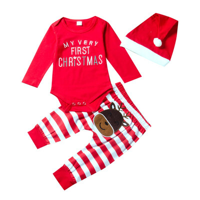Baby Set 0-24M New Autumn Baby Girl Boy Christmas Letter Print Long Sleeve Romper Tops Cartoon Stripe Trousers Hat Outfits
Baby Set 0-24M New Autumn Baby Girl Boy Christmas Letter Print Long Sleeve Romper Tops Cartoon Stripe Trousers Hat Outfits