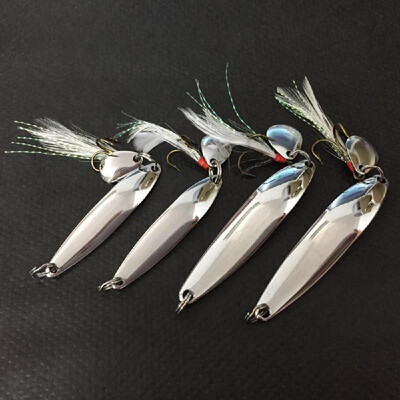 Lixada 4pcs Metal Fishing Lure Hard Baits Sequins Spoon Noise Paillette with FeatherTreble Hook 571013g
Lixada 4pcs Metal Fishing Lure Hard Baits Sequins Spoon Noise Paillette with FeatherTreble Hook 571013g