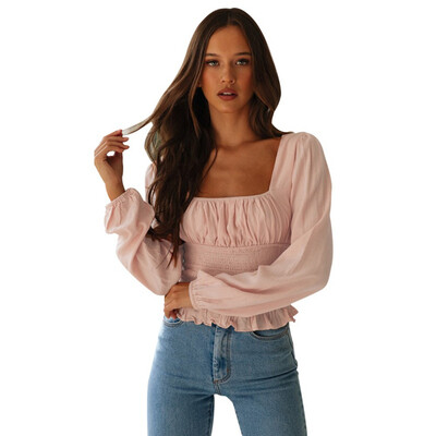 Korean Sexy Slim Vintage Square Collar Long Sleeve Women Tops Fashion Trend Slim Solid Ruffled T-Shirt Women camiseta mujer
Korean Sexy Slim Vintage Square Collar Long Sleeve Women Tops Fashion Trend Slim Solid Ruffled T-Shirt Women camiseta mujer