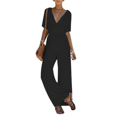 2019 Womens Sexy Drawstring Deep V Neck Jumpsuits Fashion Solid Color Wide Leg Jumpsuits Casual Short Sleeve Straight Rompers
2019 Womens Sexy Drawstring Deep V Neck Jumpsuits Fashion Solid Color Wide Leg Jumpsuits Casual Short Sleeve Straight Rompers