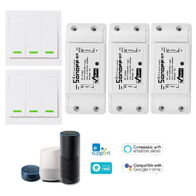 3PCS SONOFF RF Wifi Switch RF 433MHz Compatible with Alexa for Google Home 10A2200W Wireless Switch with Timing Function for Andr
3PCS SONOFF RF Wifi Switch RF 433MHz Compatible with Alexa for Google Home 10A2200W Wireless Switch with Timing Function for Andr