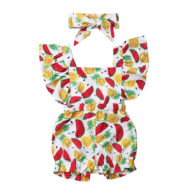 Newborn Baby Girl Clothes Fly Sleeve Ruffle Romper Jumpsuit Headband 2PCS watermelon pineapple print Outfits Set
Newborn Baby Girl Clothes Fly Sleeve Ruffle Romper Jumpsuit Headband 2PCS watermelon pineapple print Outfits Set