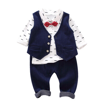 Autumn Fashion infant clothing Baby Suit Baby Boys Clothes Gentleman Bow Tie Rompers Vest pants Baby Set 
Autumn Fashion infant clothing Baby Suit Baby Boys Clothes Gentleman Bow Tie Rompers Vest pants Baby Set