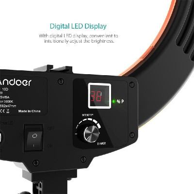 Andoer HD-18D 18 inch Studio Ring Light 55W 5600K Color Temperature Dimmable LED Video Light Lamp Built-in 252pcs SMD LEDs Digital
Andoer HD-18D 18 inch Studio Ring Light 55W 5600K Color Temperature Dimmable LED Video Light Lamp Built-in 252pcs SMD LEDs Digital