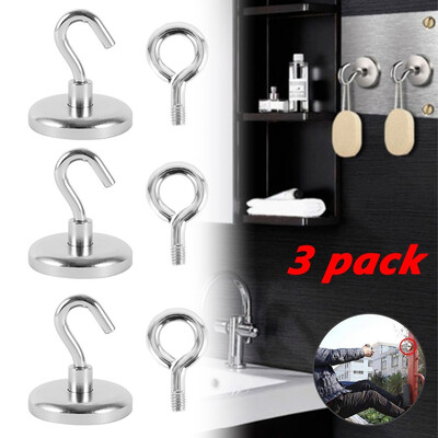 3 Rugged Magnetic Hooks Heavy Duty Neodymium Suspension Hook Kit for Refrigerator Other Magnetic Surfaces
3 Rugged Magnetic Hooks Heavy Duty Neodymium Suspension Hook Kit for Refrigerator Other Magnetic Surfaces