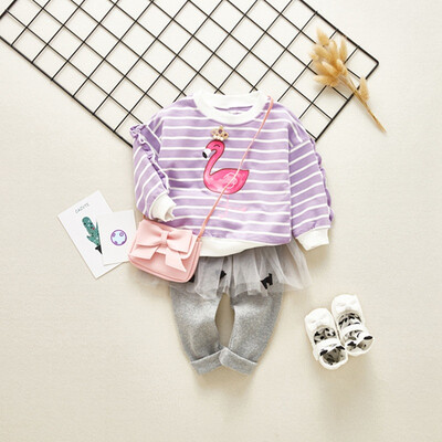 Spring Autumn Toddler Baby Kids Girls Clothes Set Lace Dress Long Sleeve Stripe Flamingo Print Sweatshirt 2PCS Childrens Cloth
Spring Autumn Toddler Baby Kids Girls Clothes Set Lace Dress Long Sleeve Stripe Flamingo Print Sweatshirt 2PCS Childrens Cloth