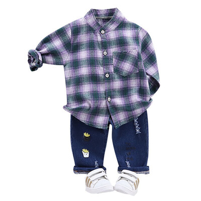 Autumn Set Children Boys Casual Long Sleeve Plaid Print Shirt TopsCartoon Denim Pants Trouser Set
Autumn Set Children Boys Casual Long Sleeve Plaid Print Shirt TopsCartoon Denim Pants Trouser Set