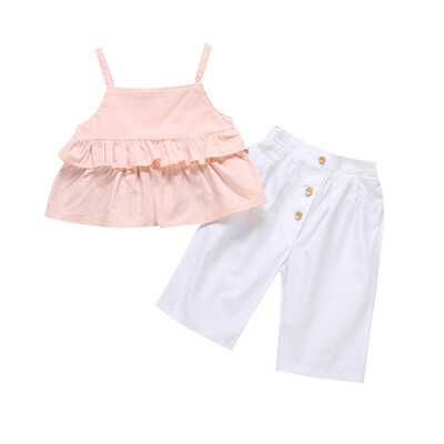 Summer Baby Girl Solid Print Sleeveless Strap Tops Casual Pants Trousers With Bow Headband Outfits Set
Summer Baby Girl Solid Print Sleeveless Strap Tops Casual Pants Trousers With Bow Headband Outfits Set