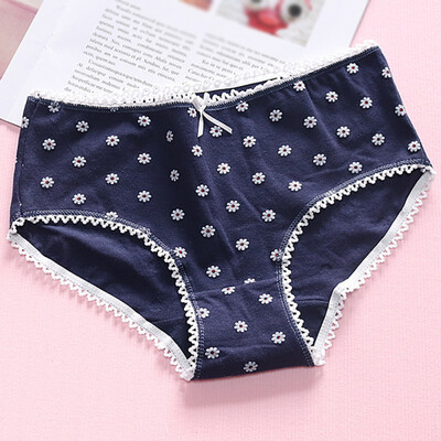 Women Mid Rise Seamless Cotton Underwear Briefs Floral Print Lace Splicing Waistband Panties
Women Mid Rise Seamless Cotton Underwear Briefs Floral Print Lace Splicing Waistband Panties