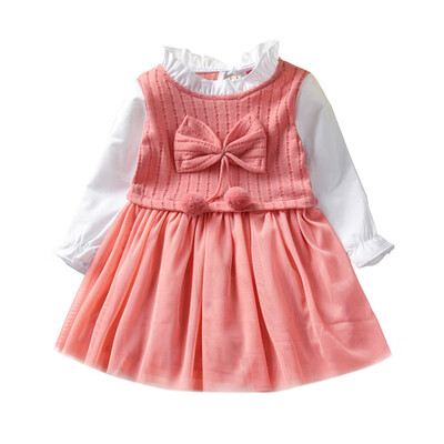 Autumn Casual Baby Girls Bowknot Design Long Sleeve Fake 2 Piece Mesh Dress Kids Princess Sundress 2019
Autumn Casual Baby Girls Bowknot Design Long Sleeve Fake 2 Piece Mesh Dress Kids Princess Sundress 2019