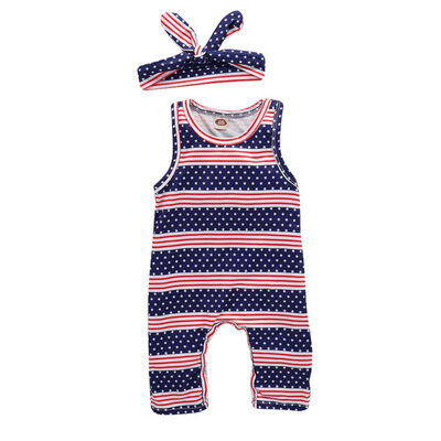 Novelty Baby Rompers Summer Sleeveless Flag Patchwork Kid RomperBeautiful Headband Hot Sale Child Clothing
Novelty Baby Rompers Summer Sleeveless Flag Patchwork Kid RomperBeautiful Headband Hot Sale Child Clothing