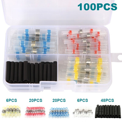 100Pcs Solder Seal Heat Shrink Sleeve Set with Storage Box Butt Wire Splice Terminal Connector
100Pcs Solder Seal Heat Shrink Sleeve Set with Storage Box Butt Wire Splice Terminal Connector