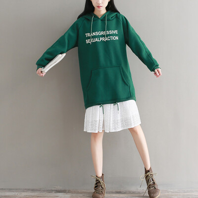 City plus CITYPLUS 2017 winter new literary women loose loose long-sleeved shirt wild long hooded sweater CWWY17T169 dark green
City plus CITYPLUS 2017 winter new literary women loose loose long-sleeved shirt wild long hooded sweater CWWY17T169 dark green