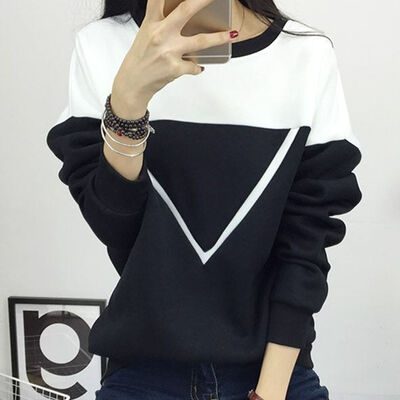 2017 Winter New Fashion Black and White Spell Color Patchwork Hoodies Women V Pattern Pullover Sweatshirt Female Tracksuit M-XXL
2017 Winter New Fashion Black and White Spell Color Patchwork Hoodies Women V Pattern Pullover Sweatshirt Female Tracksuit M-XXL