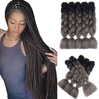 Kanekalon Hair Ombre Twist Braiding Hair High Temperature Hair Extensions 5Pcs/Lot 100g/Pc 24" Black-Dark Grey
Kanekalon Hair Ombre Twist Braiding Hair High Temperature Hair Extensions 5Pcs/Lot 100g/Pc 24" Black-Dark Grey