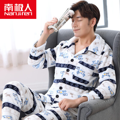 Antarctic Nanjiren pajamas home service thick flannel pajamas mens autumn&winter long-sleeved coral fleece collar cardigan suit geometric lattice
Antarctic Nanjiren pajamas home service thick flannel pajamas mens autumn&winter long-sleeved coral fleece collar cardigan suit geometric lattice