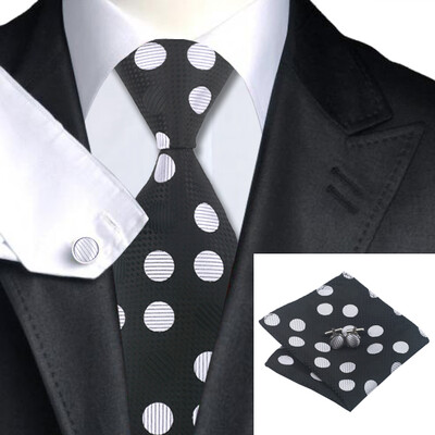 N-0792 Vogue Men Silk Tie Set Black Polka Dots Necktie Handkerchief Cufflinks Set Ties For Men Formal Wedding Business wholesale
N-0792 Vogue Men Silk Tie Set Black Polka Dots Necktie Handkerchief Cufflinks Set Ties For Men Formal Wedding Business wholesale