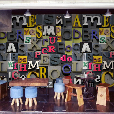 3D photo wallpaper 3D stereo personality letters European Bar Cafe sofa backdrop mural wallpaper
3D photo wallpaper 3D stereo personality letters European Bar Cafe sofa backdrop mural wallpaper