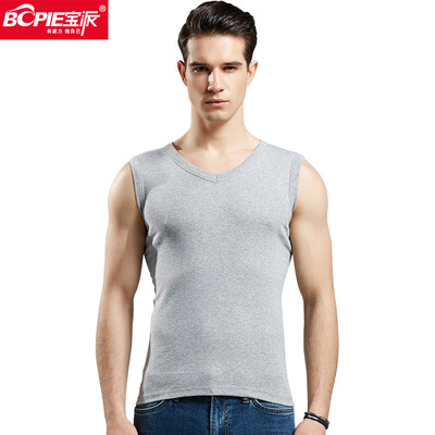 Bao Pai BOPIE mens vest mens cotton wide shoulder fitness sports vest Slim bottoming shirt 8019 hemp gray V-neck 185110
Bao Pai BOPIE mens vest mens cotton wide shoulder fitness sports vest Slim bottoming shirt 8019 hemp gray V-neck 185110