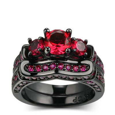 Luxury Black Gold Color Ring Sets Pomegranate Red Cubic Zirconia Rings For Women Fashion Jewelry R620
Luxury Black Gold Color Ring Sets Pomegranate Red Cubic Zirconia Rings For Women Fashion Jewelry R620