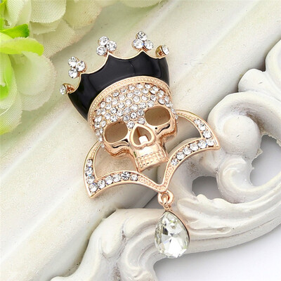 Fashion Punk Skull Brooch Pin Jewelry Women Rhinestone Gold Color Drop Water Brooches Broches Ladies Dances Party Devils Badge
Fashion Punk Skull Brooch Pin Jewelry Women Rhinestone Gold Color Drop Water Brooches Broches Ladies Dances Party Devils Badge