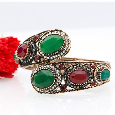 Fashion Turkish Women Big Resin Blue Vintage Bangle Bracelets Antique Gold Color Cuff Jewelry Round Crystal Ethnic Retro Bijoux
Fashion Turkish Women Big Resin Blue Vintage Bangle Bracelets Antique Gold Color Cuff Jewelry Round Crystal Ethnic Retro Bijoux