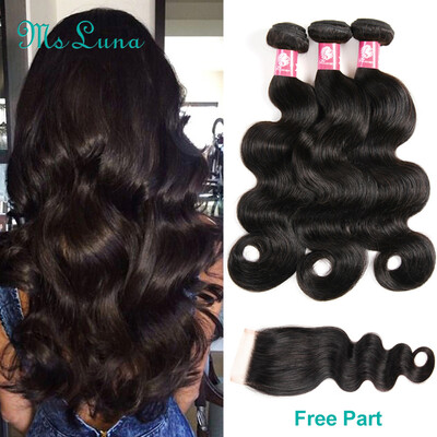 Ms Luna Hair Brazilian Virgin Hair Body Weave 3 Bundles With 4x4" Free/3 Part Lace Closure 4 Pcs Hair Natural Color
Ms Luna Hair Brazilian Virgin Hair Body Weave 3 Bundles With 4x4" Free/3 Part Lace Closure 4 Pcs Hair Natural Color
