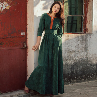 Wei Ya Ji corduroy dress waist was thin cover belly temperament Fancy clothes backing chic&ankle dress
Wei Ya Ji corduroy dress waist was thin cover belly temperament Fancy clothes backing chic&ankle dress