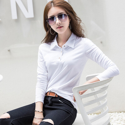 2018 spring new womens shirt long-sleeved t-shirt solid color lapel polo shirt shirt
2018 spring new womens shirt long-sleeved t-shirt solid color lapel polo shirt shirt