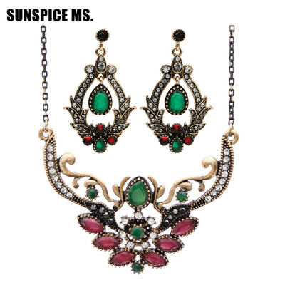 SUNSPICE MS Vintage Turkish Resin Drop Water Earrings Thin Chain Necklace Indian Jewelry Sets Dropshipping Bridal Bijoux Gift
SUNSPICE MS Vintage Turkish Resin Drop Water Earrings Thin Chain Necklace Indian Jewelry Sets Dropshipping Bridal Bijoux Gift