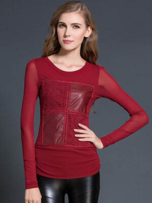 2017 Autumn winter t-shirts broadcloth Patchwork leather women T-shirts embroidery flower shirts Long sleeve grenadine elegant
2017 Autumn winter t-shirts broadcloth Patchwork leather women T-shirts embroidery flower shirts Long sleeve grenadine elegant