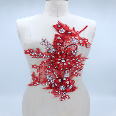 big red Three-dimensional lace applique with handsewing beads rhinestones patches 4327cm for dress accessory
big red Three-dimensional lace applique with handsewing beads rhinestones patches 4327cm for dress accessory