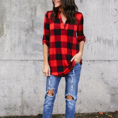 Try Everything Half Sleeve Red Plaid Shirt Women Plus Size 5XL Summer Tops And Blouses For Women 2018 V Neck Loose Shirt Female
Try Everything Half Sleeve Red Plaid Shirt Women Plus Size 5XL Summer Tops And Blouses For Women 2018 V Neck Loose Shirt Female