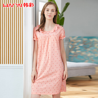 Han Cai HACAI pajamas women summer autumn cotton solid color printing short-sleeved skirt skirts nightdress large size loose home clothes light orange powder 16590
Han Cai HACAI pajamas women summer autumn cotton solid color printing short-sleeved skirt skirts nightdress large size loose home clothes light orange powder 16590