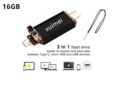 3 in 1 16GB 32GB 64GB USB Type C with Micro USB OTG Memory Stick with USB Type C Flash Drive for Macbook Pro Android Smartphones
3 in 1 16GB 32GB 64GB USB Type C with Micro USB OTG Memory Stick with USB Type C Flash Drive for Macbook Pro Android Smartphones