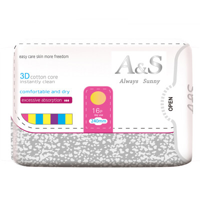 AS Always Sunny Sanitary Napkin 3D vertical barrier taste leakproof sanitary napkin 240mm 16 US FDA certification
AS Always Sunny Sanitary Napkin 3D vertical barrier taste leakproof sanitary napkin 240mm 16 US FDA certification