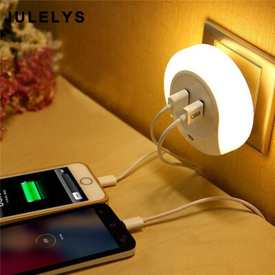 JULELYS Motion Sensor LED Night Light With Dual USB Charger Socket Mobile Phone Charger 05W Warm White LED Night Bedside Lamp
JULELYS Motion Sensor LED Night Light With Dual USB Charger Socket Mobile Phone Charger 05W Warm White LED Night Bedside Lamp
