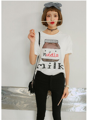 2016 summer new brand nutella milk printed character women t shirt short sleeve o-neck new design girl t shirt free shipping
2016 summer new brand nutella milk printed character women t shirt short sleeve o-neck new design girl t shirt free shipping
