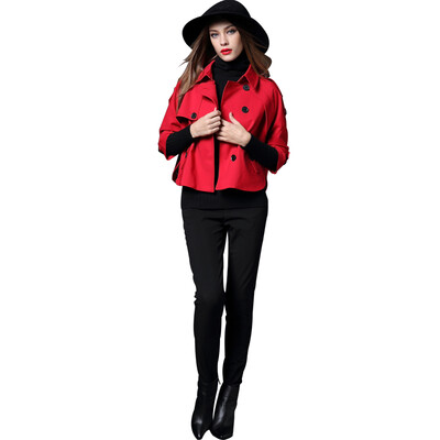 2018 Spring Autumn Winter Big Size Short Trench Coat Outerwear Loose Bat Fifth Sleeve Overcoat Female Coat Designs High Quality
2018 Spring Autumn Winter Big Size Short Trench Coat Outerwear Loose Bat Fifth Sleeve Overcoat Female Coat Designs High Quality