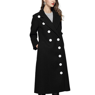 2018 Spring New Style Elegant Turn-down Collar Thick Double-breasted Long Woolen Coat Long Black Coat Women
2018 Spring New Style Elegant Turn-down Collar Thick Double-breasted Long Woolen Coat Long Black Coat Women