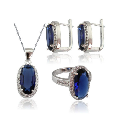 Fashion Dark Blue Stone Silver Plated Jewelry Sets for Women Pendant Clip Earring Ring Three Colors Available Free Jewelry Box
Fashion Dark Blue Stone Silver Plated Jewelry Sets for Women Pendant Clip Earring Ring Three Colors Available Free Jewelry Box