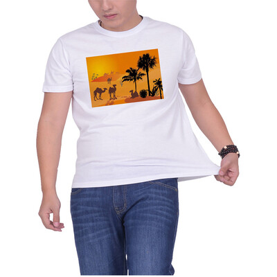 Mens O Round Neck Casual Short Sleeves Fashion Cotton T-Shirts Camels In The Desert Picture Digital Print
Mens O Round Neck Casual Short Sleeves Fashion Cotton T-Shirts Camels In The Desert Picture Digital Print