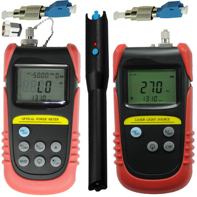 50dB to 26dB Optical Power Meter 1310nm1550nm Optical laser light source 5mw fiber visual fault locator 2 FC to LC adapte
50dB to 26dB Optical Power Meter 1310nm1550nm Optical laser light source 5mw fiber visual fault locator 2 FC to LC adapte