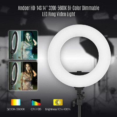 Andoer HD14S 14 Inch Studio Ring 36W 32005600K BiColor Dimmable LED Light Lamp Builtin 192pcs SMD LEDs Digital Photographic Li
Andoer HD14S 14 Inch Studio Ring 36W 32005600K BiColor Dimmable LED Light Lamp Builtin 192pcs SMD LEDs Digital Photographic Li
